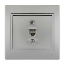 Розетка одинарная телефонная LEZARD Mira металл серый 701-1010-137 