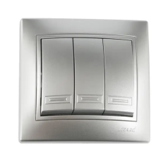 Выключатель трехклавишный LEZARD Mira металл серый 701-1010-109