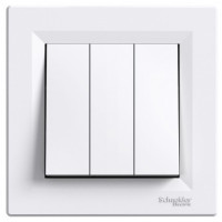 Выключатель трехклавишный SCHNEIDER Asfora белый с рамкой EPH2100121