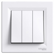 Выключатель трехклавишный SCHNEIDER Asfora белый с рамкой EPH2100121