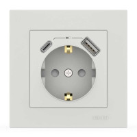 Розетка EL-BI VEGA белый мат 1-на с заземлением + 2USB (Type C+A) ( 510-016200-334 )
