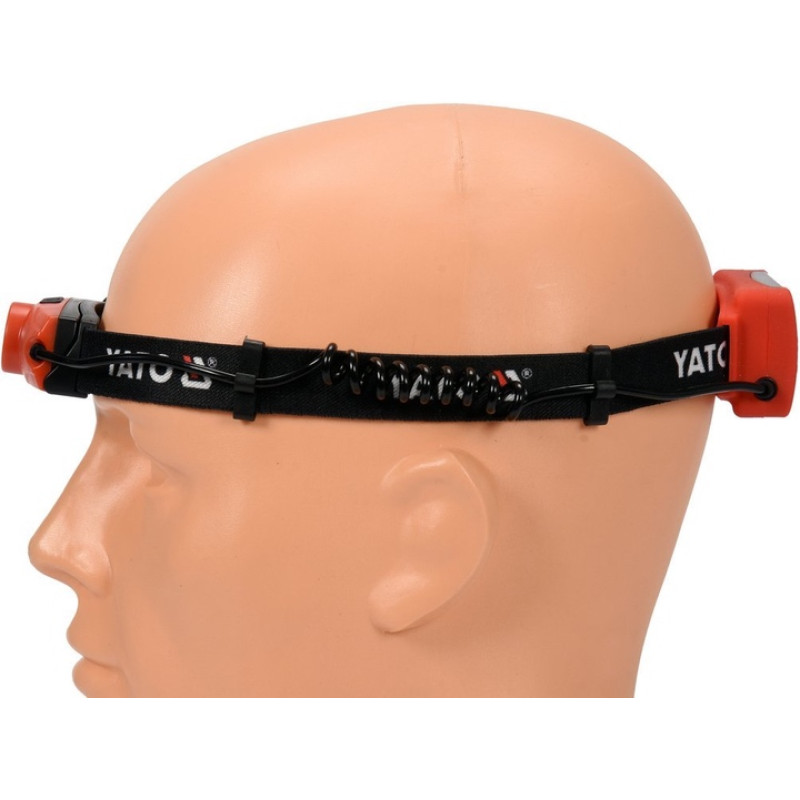 Ліхтар на чоло діодний YATO; живл. від батарейок 3х ААА 5 режимів світла + червоний позаду YT-08595