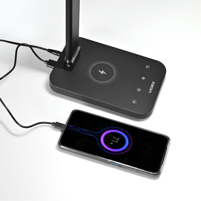 Светодиодная настольная лампа с беспроводной зарядкой VIDEX VL-TF17B 18W 1800-6500K (VL-TF17B)