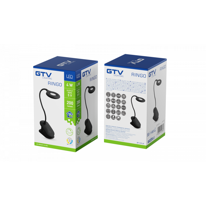 Лампа светодиодная настольная RINGO 4W 200lm.DC5V 1A 3000K-6000K 3-CCT аккумулятор 1200 mAh GTV LB-RIN4W-10-DEC