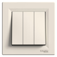 Выключатель трехклавишный SCHNEIDER Asfora крем с рамкой EPH2100123