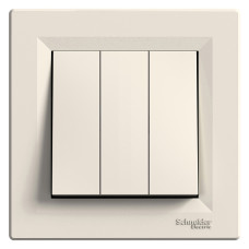 Выключатель трехклавишный SCHNEIDER Asfora крем с рамкой EPH2100123