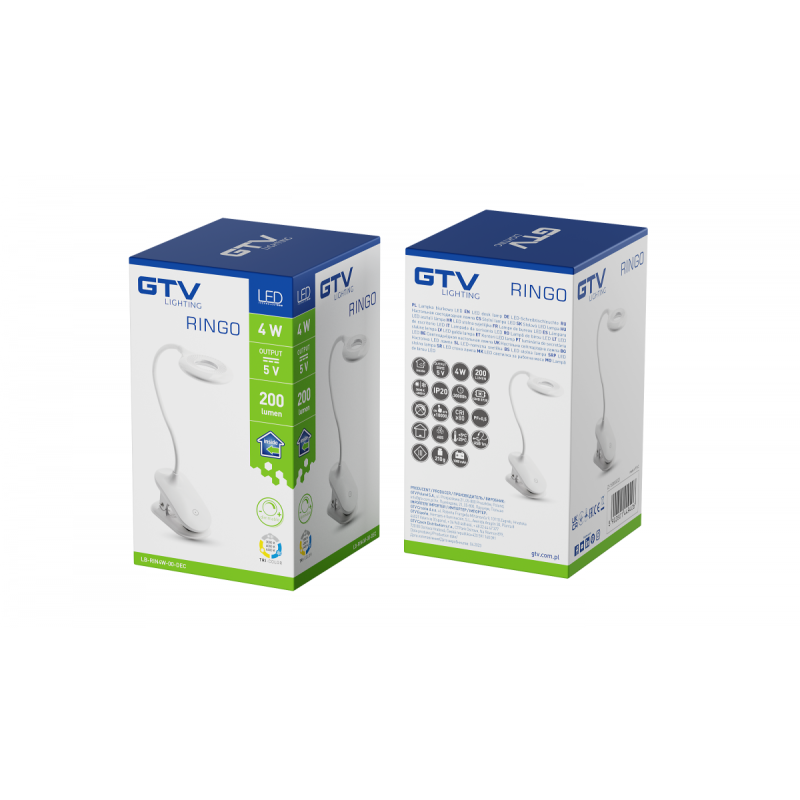Лампа світлодіодна настільна RINGO 4W 200lm.DC5V 1A 3000K-6000K 3-CCT,акумулятор 1200 mA GTV LB-RIN4W-00-DEC