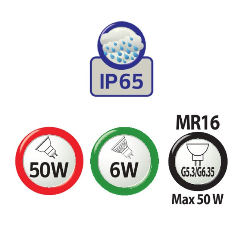 Светильник галог. MR16 GU10 220-240V 82мм IP65 белый круглый/50 015-017-0050-020