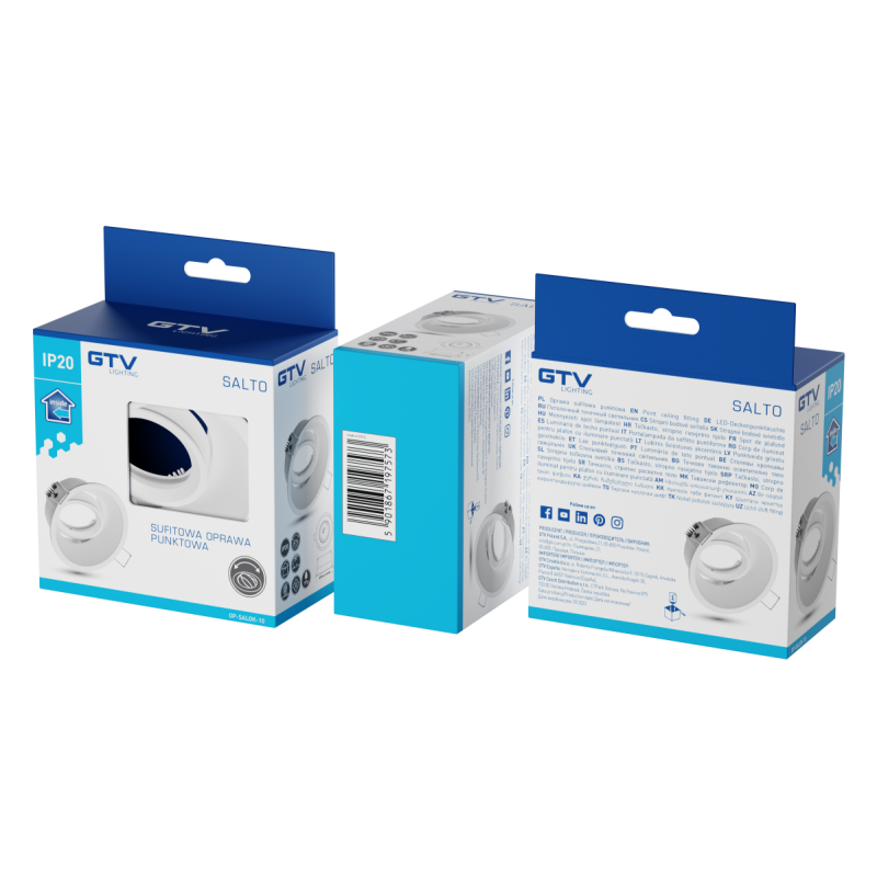 Корпус точечного светильника SALTO IP20 круглый белый GTV OP-SALOK-10