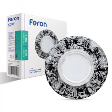 Врезной точечный светильник FERON CD831 MR16 серебро-черный с LED подсветкой 40024