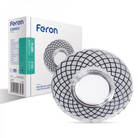 Врезной точечный светильник FERON CD833 MR16 прозрачный серебро с LED подсветкой 40026