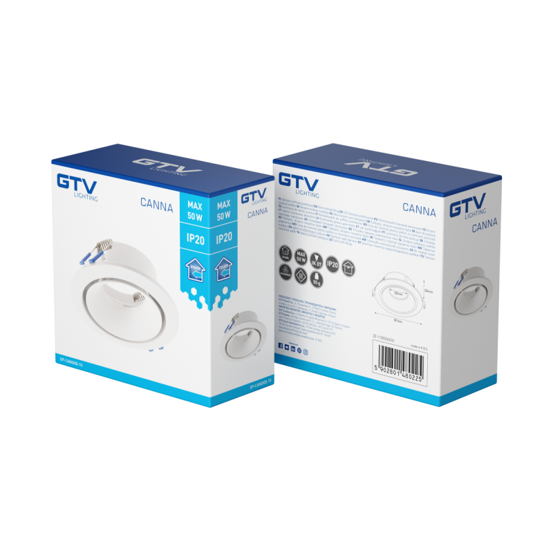 Корпус точечного светильника CANNA IP20 круглый белый GTV OP-CANOKB-10