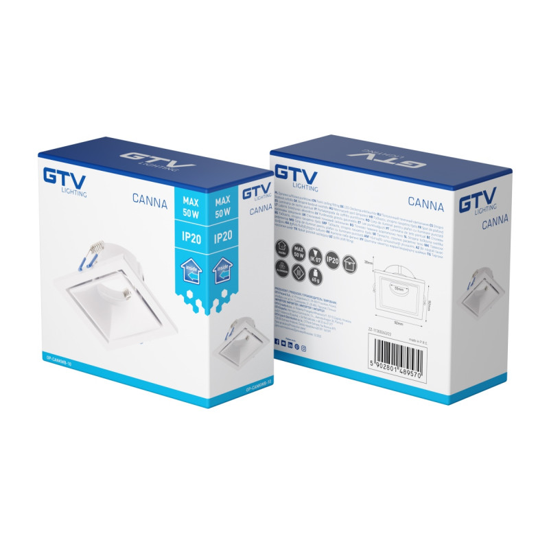Корпус точечного светильника CANNA IP20 квадратный белый GTV OP-CANKWB-10