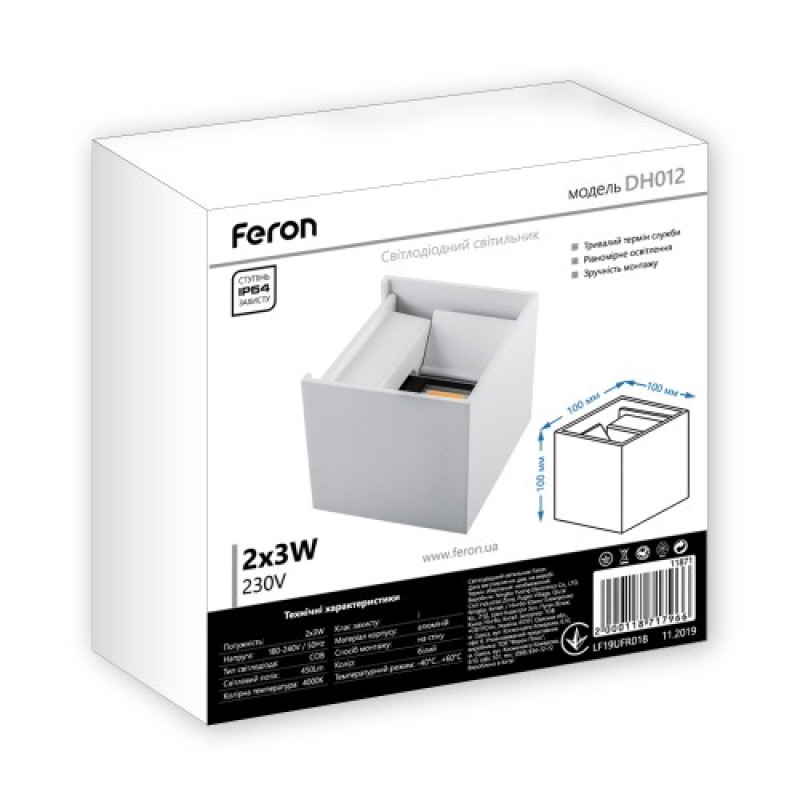 Архитектурный светильник FERON DH012 2х3W белый 11871
