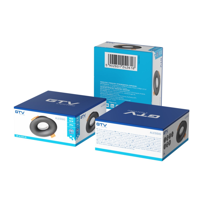 Корпус точечного светильника ALESSIO IP54 круглый черный GTV OP-ALSOK-00