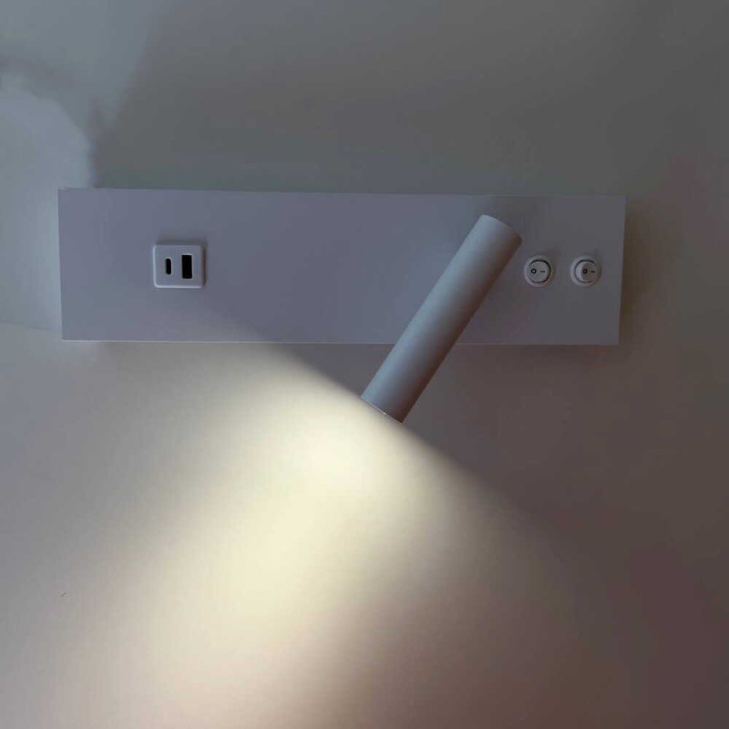 Светильник настенный бра Violux BITRIX-W USB 15W 3000/4200/6000K 865Lm IP20 белый ( 553006 )