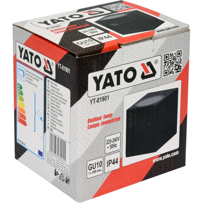 Світильник 1-LED настінний, мережевий YATO, квадратний, 35 Вт, 68 х 81 х 92 мм, цоколь GU10 YT-81901
