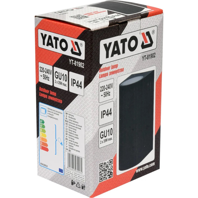 Светильник 2-LED настенный, сетевой YATO, полуовальный, 35 Вт, 68 х 150 х 92 мм (YT-81902)