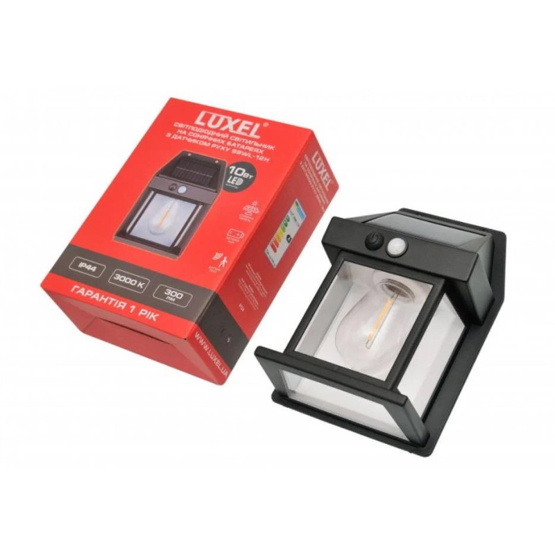 Светильник led на солнечных батареях с ДР 10Вт 3000К IP44 LUXEL SSWL-12H