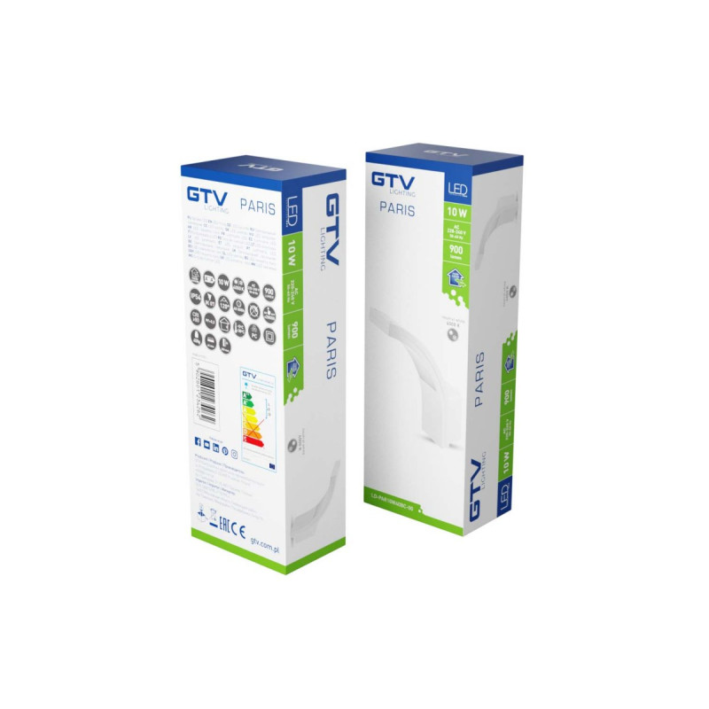 Фасадний світильник GTV PARIS LED 10W 4000K білий LD-PAR10W40BC-00