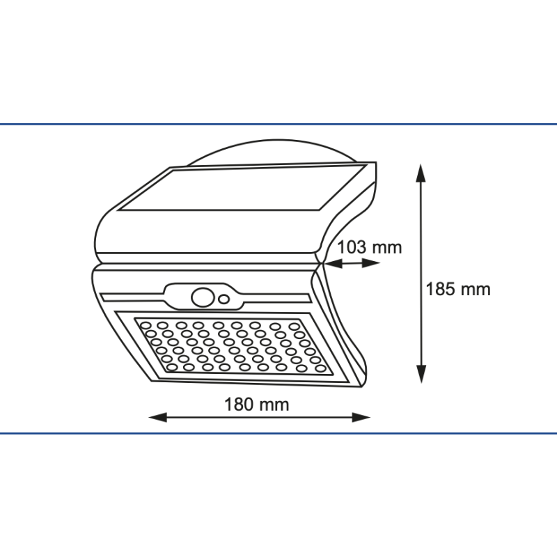 Светильник фасадный RAMOS солнечная панель датчик движения/суток 50W 300lm 3,7V 1800mAh IP44 GTV LD-RAMOS50W-CW-10
