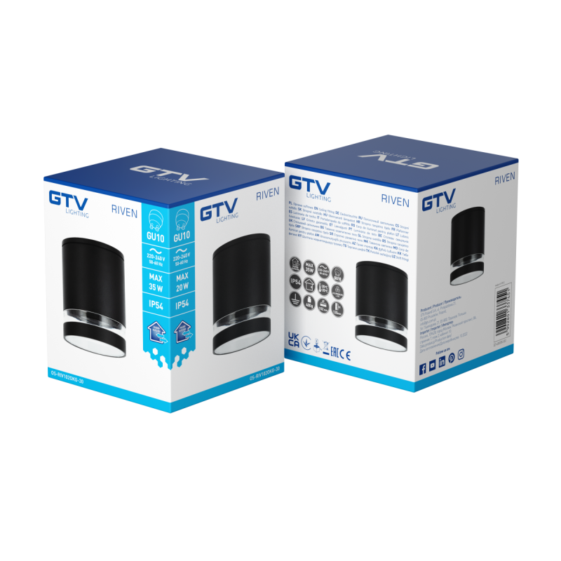 Фасадний світильник GTV RIVEN чорний круглий OS-RIV102OKG-30