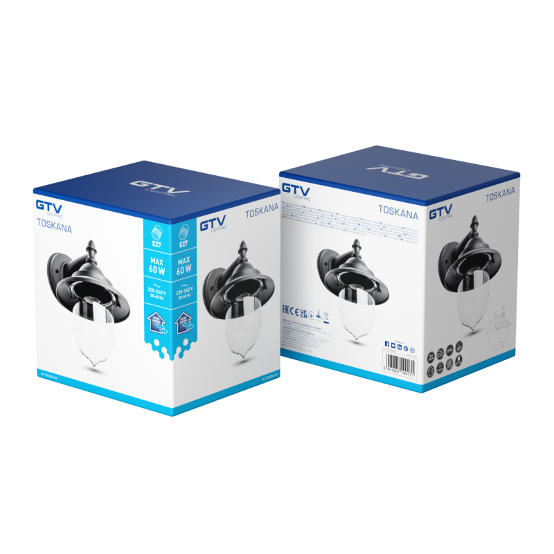 Садовый светильник бра GTV TOSKANA-AD 60W черный корпус OS-TOS0DA-00