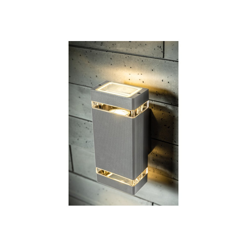 Фасадний світильник GTV NESSA подвійний 50W сірий LD-NESSAGU10D-80