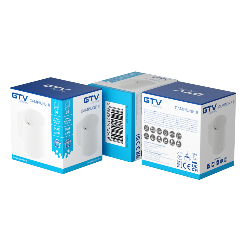 Світильник настінний GTV CAMPIONE II G9 IP20 max. 40W круглий білий OS-CAMD40WG9OK-10