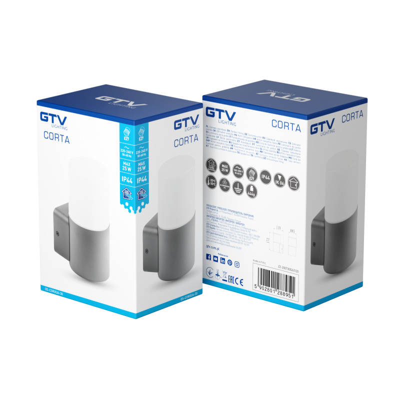 Фасадний світильник бра GTV CORTA-AU 25W E27 графіт OS-COR0UA-30