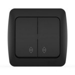 Вимикач El-BI Alsu прохідний двохклавішний накладний чорний IP20 (504-014800-211)