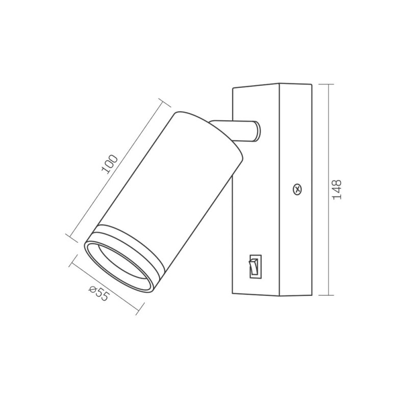 Светильник под лампу SPF05E GU10 настенный с кнопкой белый (VL-SPF05E-W)