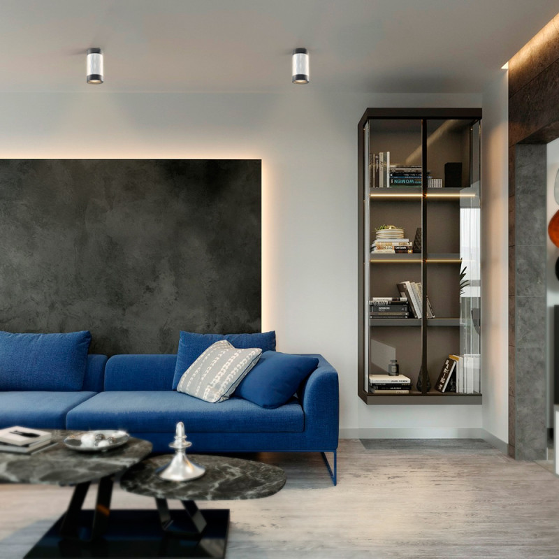 Светильник под лампу SPF03A GU10 черный накладной + серебристая призма (VL-SPF03A-SPB)