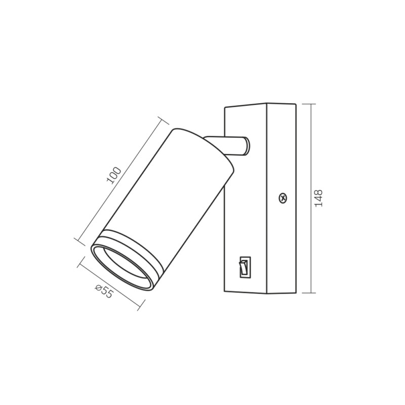 Светильник под лампу SPF05E GU10 настенный с черной кнопкой (VL-SPF05E-B)