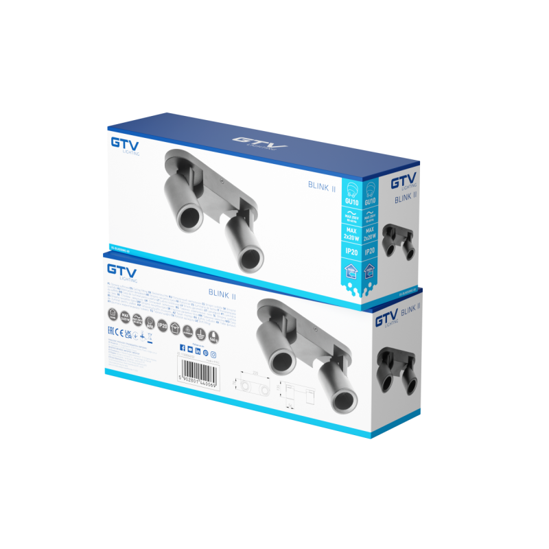 Светильник спот BLINK II GU10 max. 20W IP20 двойной черный OS-BLND50W2-00