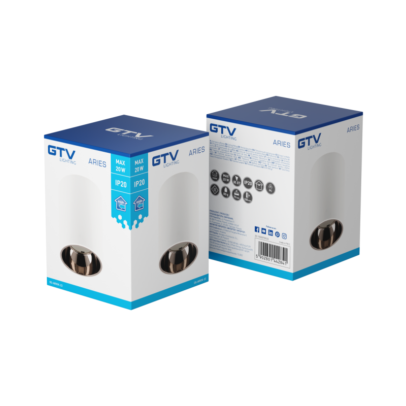 Накладной светильник GTV ARIES PC 20W IP20 круглый белый/черный хром OS-ARIOK-22