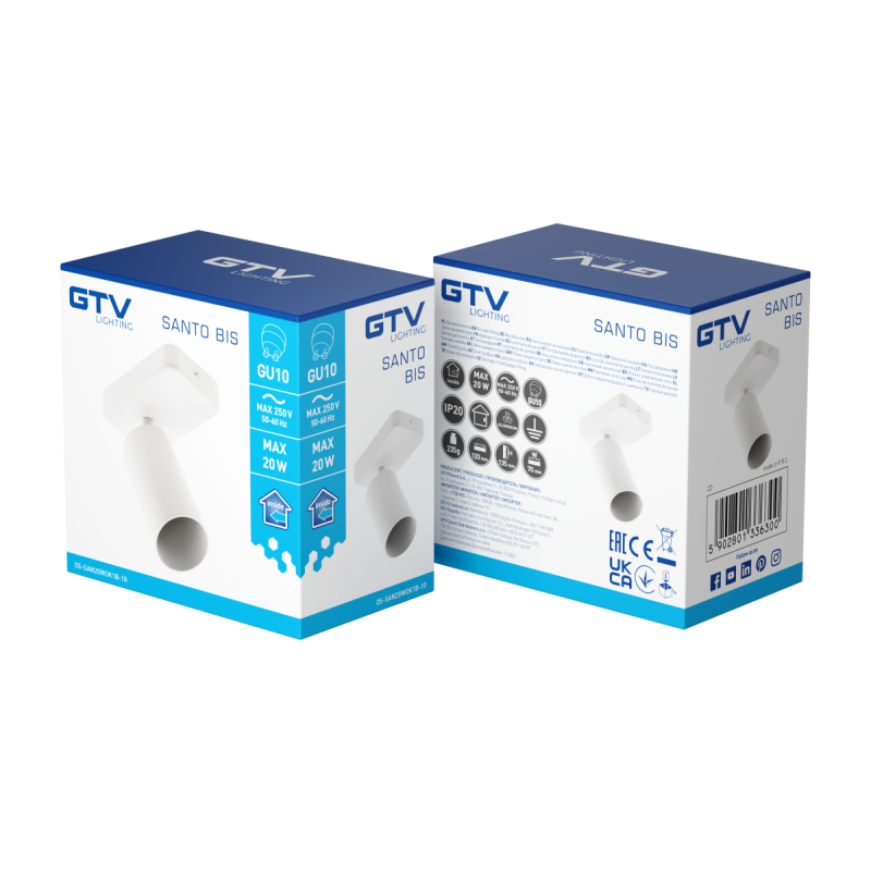 Светильник спот SANTO BIS GU10 max. 50W IP20 одинарный белый OS-SAN20WOK1B-10