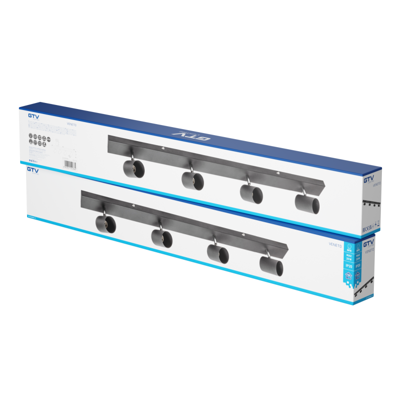 Светильник спот VENETO GU10 max. 20W IP20 круглый четверный черный OS-VEN20WO4-10