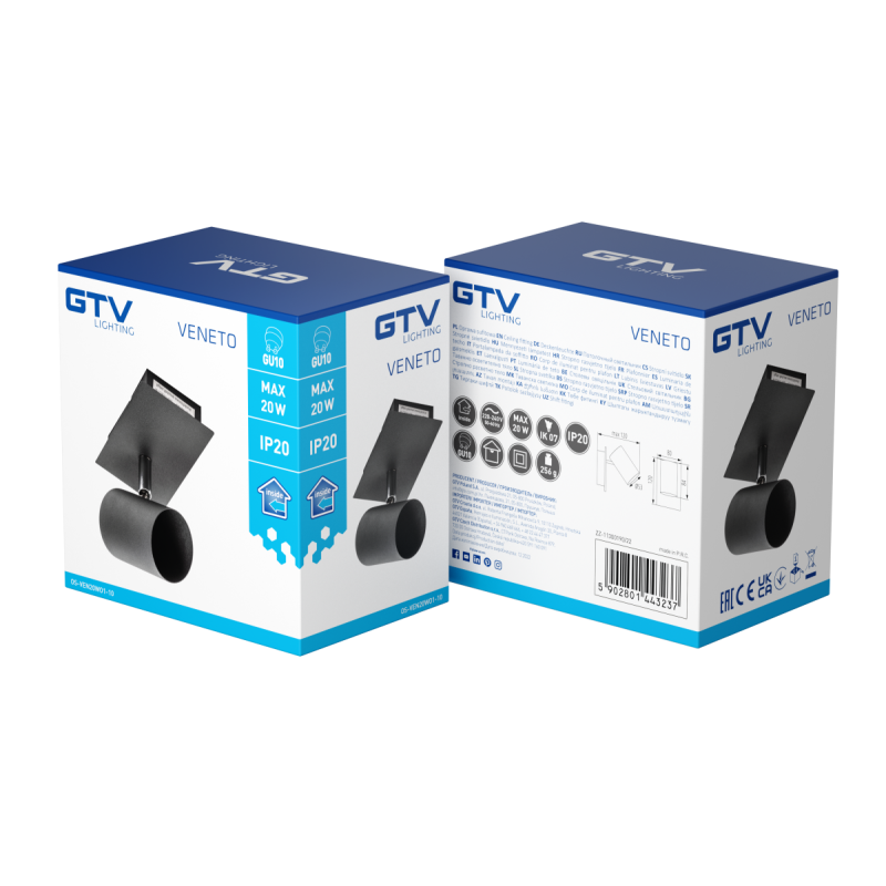 Светильник VENETO GU10 max. 20W IP20 круглый черный OS-VEN20WO1-10