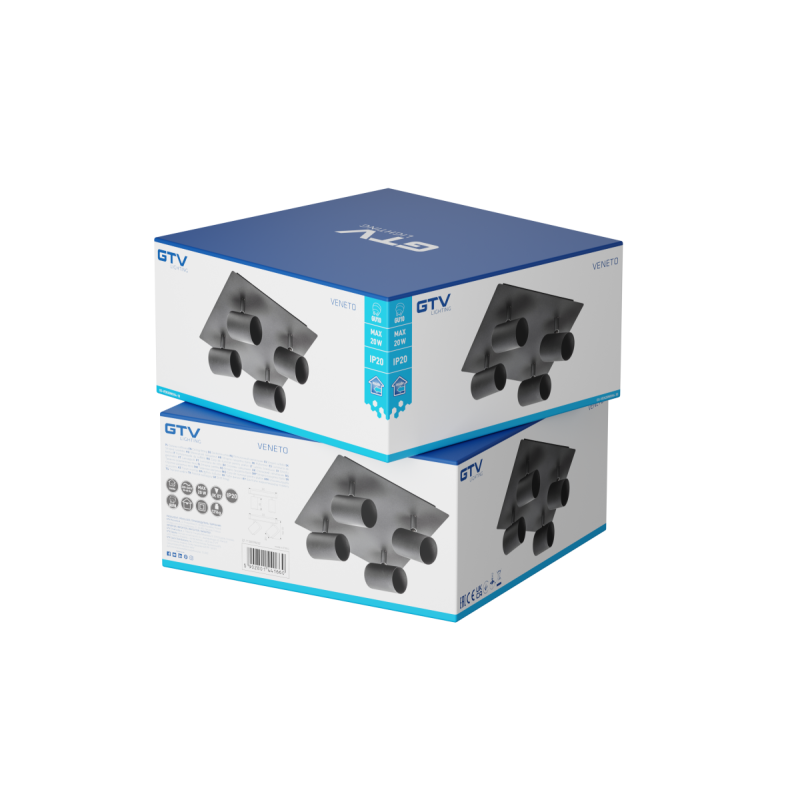 Светильник VENETO GU10 max. 20W IP20 круглый/квадрат четверный черный OS-VEN20WOK4-10