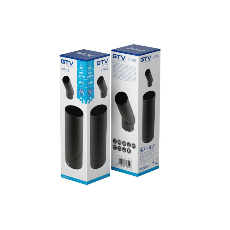 Потолочный светильник спот VIRGO 50/60 Гц 57x57x152 мм IP20 макс 20 Вт круглый черный GTV OS-VIROKB-00