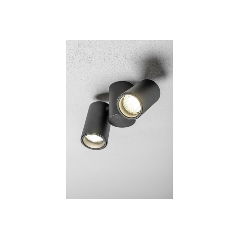 Светильник потолочный алюминий спот LUPO 17.5x5.6x11.5 IP20 2*GU10 max 50W круглый черный GTV OS-LUP-2GU10-10