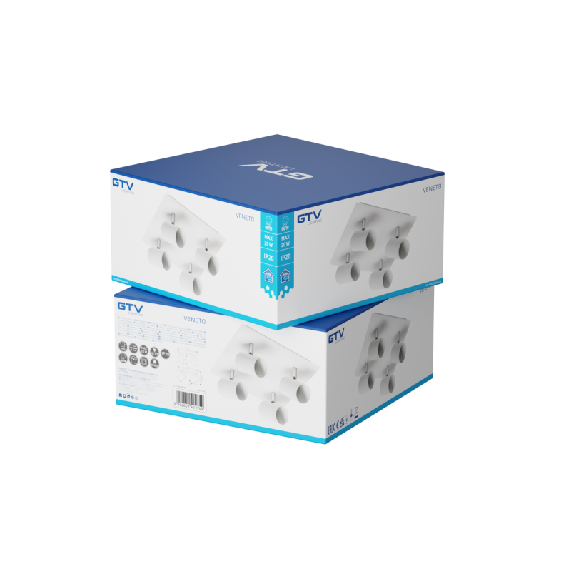 Потолочный светильник спот VENETO IP20 max 20W 4 x GU10 круглый/квадрат белый GTV OS-VEN20WOK4-00