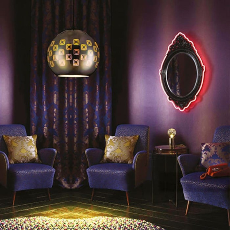 Светильник подвесной E27 250V плафон стекло 3D эффект 1м. круглый хром SPECTRUM (021-005-0001-010)