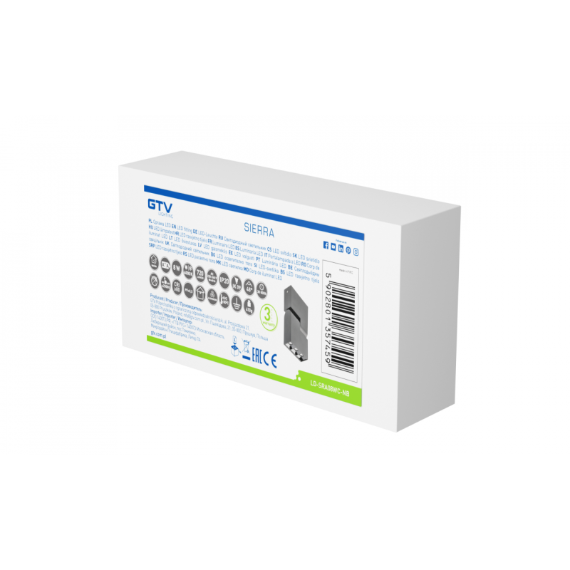 Світильник світлодіодний стельовий спот SIERRA 8 Вт 720 Лм 4000K IP20 чорний GTV LD-SRA08WC-NB