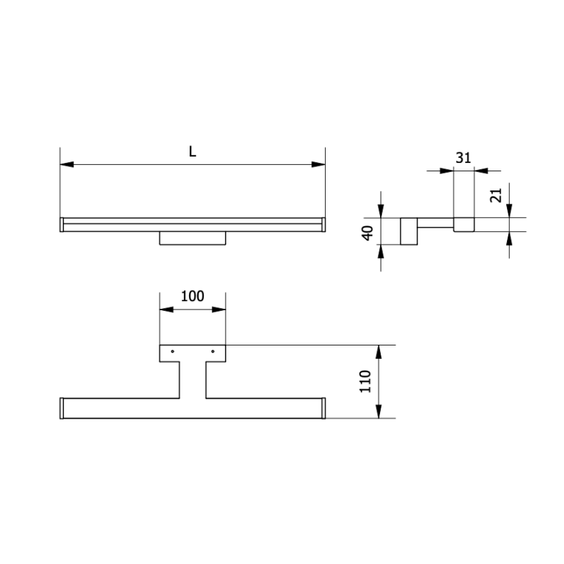 Светодиодный светильник Katani 600 мм 12W 4000K IP44 RA >80 960lm черный GTV LD-KAT600-10