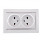 Розетка двойная б/з LEZARD Mira белая 701-0202-128B