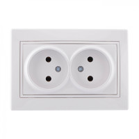 Розетка двойная б/з LEZARD Mira белая 701-0202-128B