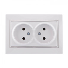 Розетка двойная б/з LEZARD Mira белая 701-0202-128B