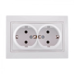 Розетка двойная с/з LEZARD Mira белая 701-0202-127B